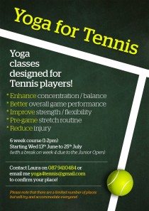 Poster to promote yoga for tennis.